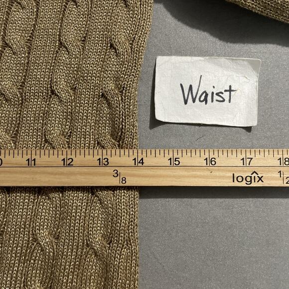 LRL Ralph Lauren Cable Knit Sweater Size Small Gold Metallic Shimmer Holiday - Picture 7 of 8